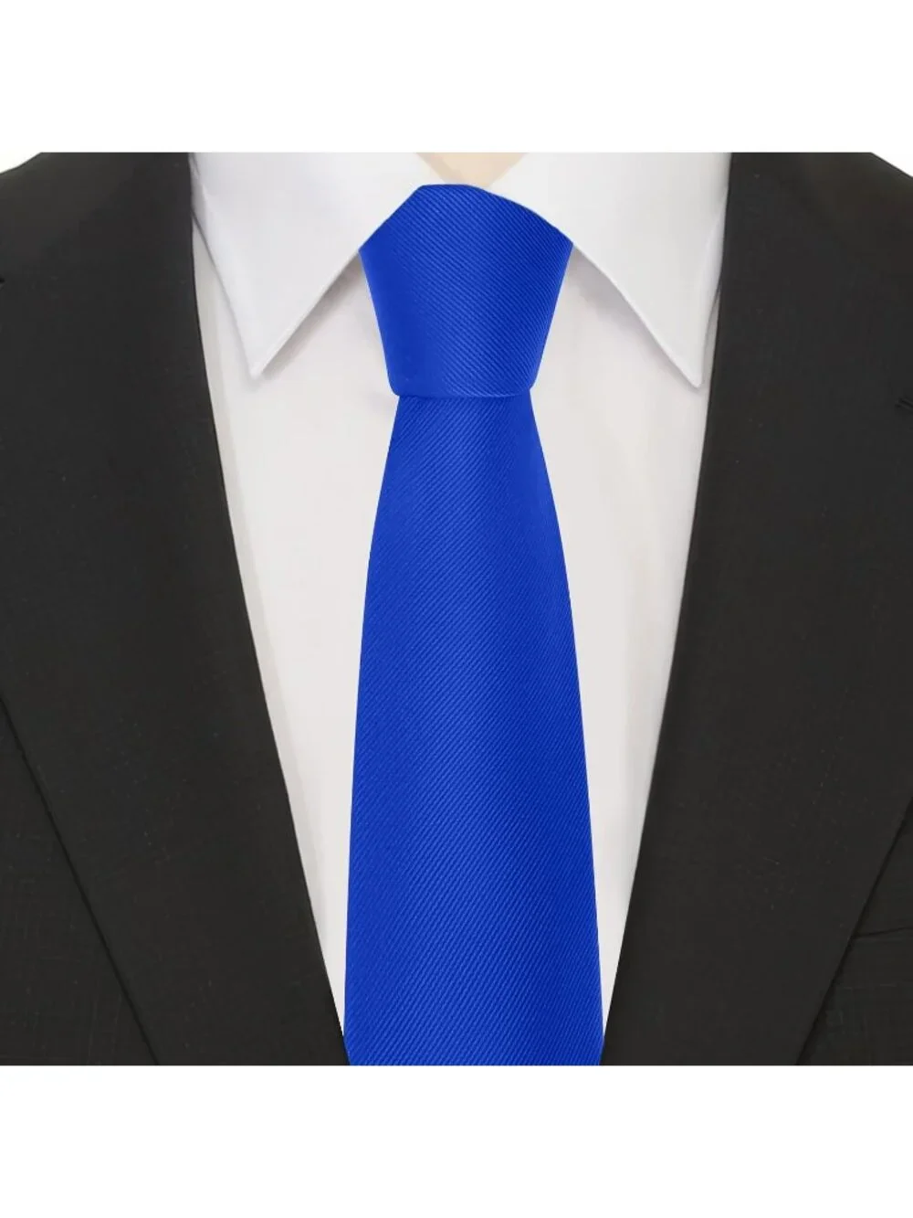 Men's Dark Blue Twill Diagonal Textured Silk Formal Necktie For Business Dress